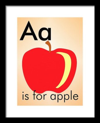 A is for Apple - Art Print Home Decor Wall Art -  Flashcard (frame not included)
