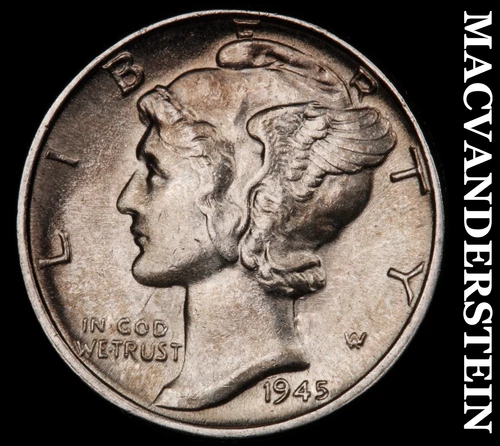 1945 Mercury Dime- Silver Choice Gem Brilliant Uncirculated Luster #i7417