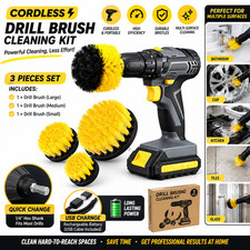 3-Pack Drill Brush Set Attachment Power Scrubber Cleaning Car Tile Grout Shower