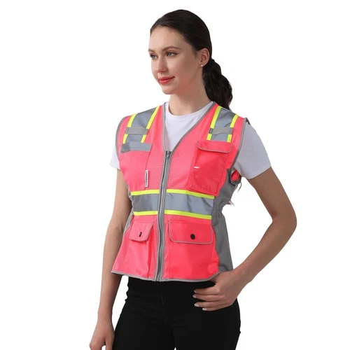 HYCOPROT Safety Vest Pink XX-Large Mesh Reflective Work Vest image 8