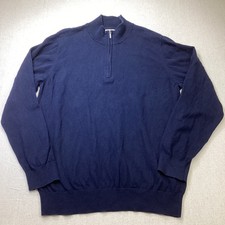 LL Bean Sweater Men  s Large 3/4 Zip Cotton Cashmere Casual Modern Outdoors Navy