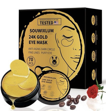 Souwixlum 24K Gold Under Eye Gel Masks 70pcs ...