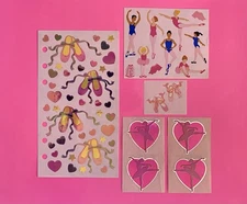 Vintage Mrs Grossman’s Hambly Stickers Pink Ballet Ballerina Slippers Opal Foil