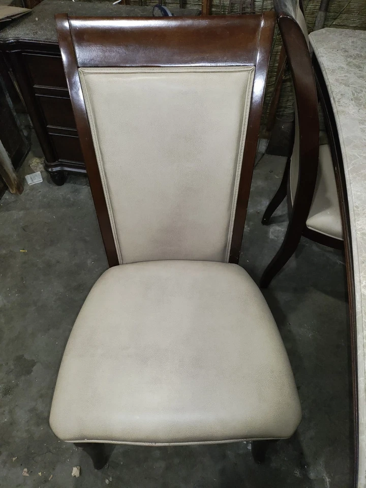 4ft by 6 1/2ft Marble and Oak Dinning Room. Table Set with 6 Chairs - Image 2 of 2