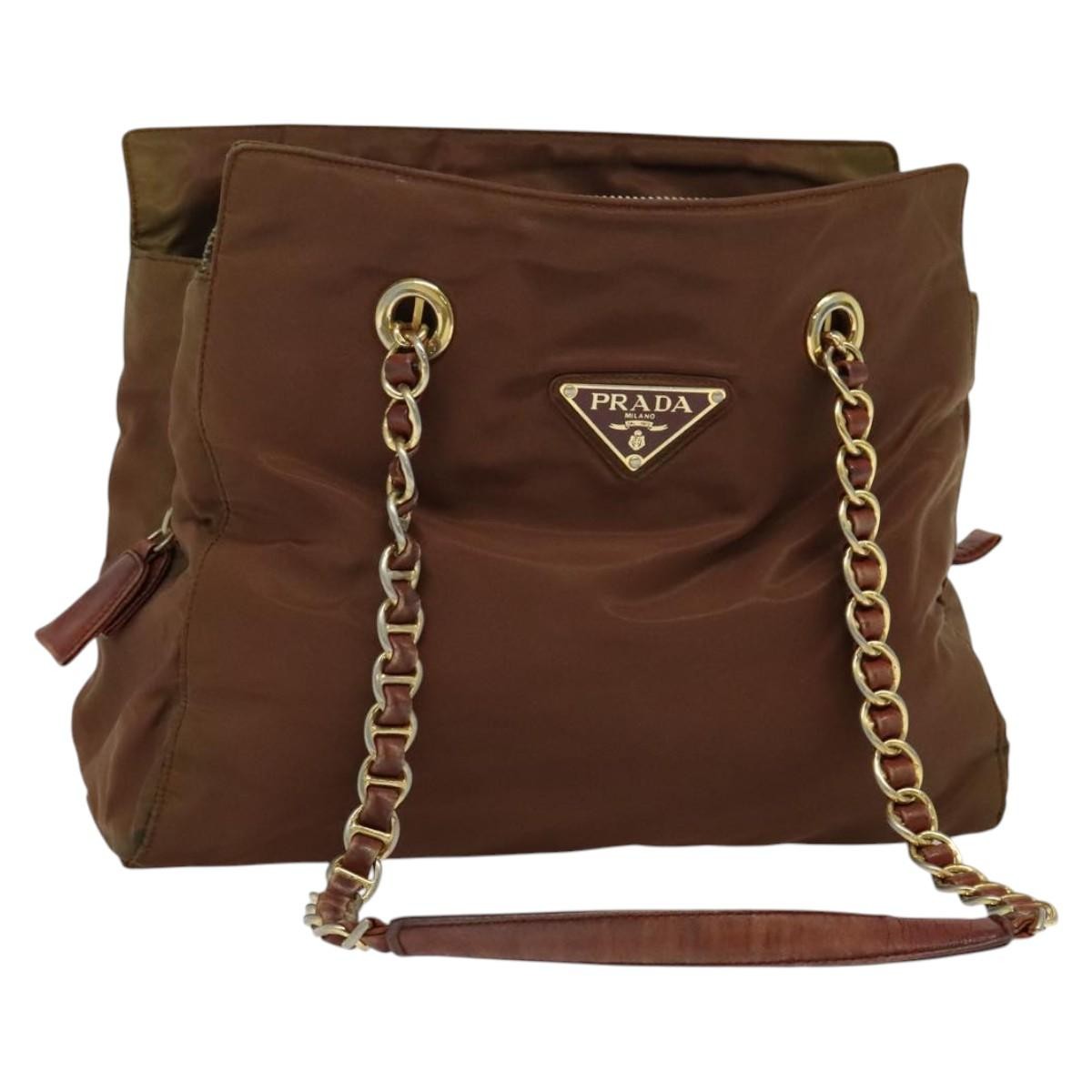 Leather Prada Nylon Bag With Gold Chain Prada Re-Edition Saffiano