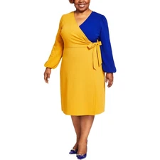 Kasper Womens Side Tie Knee Length Wedding Midi Dress Plus BHFO 5838