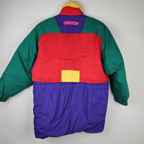 Giacca Unisex 80s 90s J Gallery Colorblock Snow Ski Down Winter Coat Jacket M - Picture 8 of 18