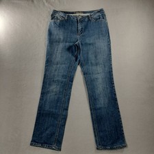 St John's Bay Straight Leg Mid Rise Blue Denim Jeans Womens Size 12