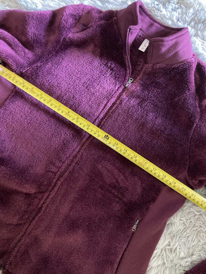 Chaqueta polar suave con cremallera completa borgoña Exertek para mujer con bolsillos talla XL Foto 3 de 4