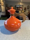Vintage Red Wing Pottery #565 Gypsy Trail Coffee Server Orange with  Wood Handle