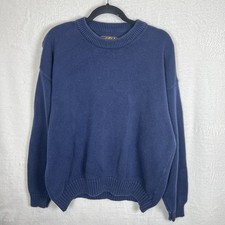 Eddie Bauer Sweater Mens Blue XL Cotton Heavy Knit Crewneck Vintage