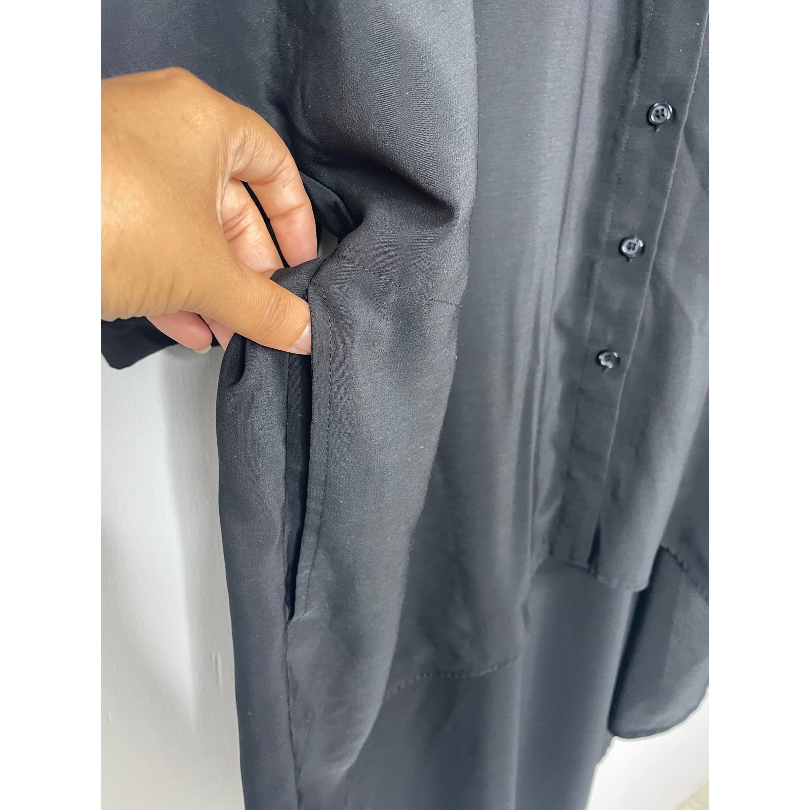 Dubgee Whoopi Black Lagenlook high low shirt dress M