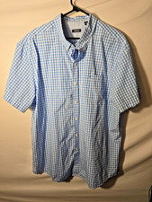 New Mens Izod Blue Plaid Short Sleeve Button Up Shirt Size XXL 2X