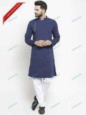 Indian Dress Mens Kurta Cotton Wear Mens Shirt Plain Kurta With Pajamas