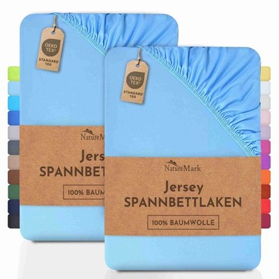 Jersey Spannbettlaken Spannbetttuch 100% Baumwolle viele Farben/Größen 2er Pack