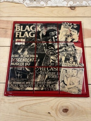 Black Flag /Raymond Pettibon Punk Shows Flyer Art Mounted And Lacquered On Wood