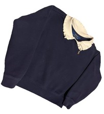 Polo Ralph Lauren Girls Navy Pullover Sweatshirt Ruffled Collar Logo Size 6X