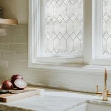 Old English | Privacy Window Film with Textured Leaded Glass Pattern | Non-Adhes