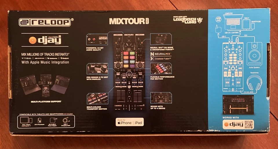 Reloop MIXTOUR PRO Portable 4-Deck DJ Controller W/Audio Interface NEW In Box - Image 4 of 4
