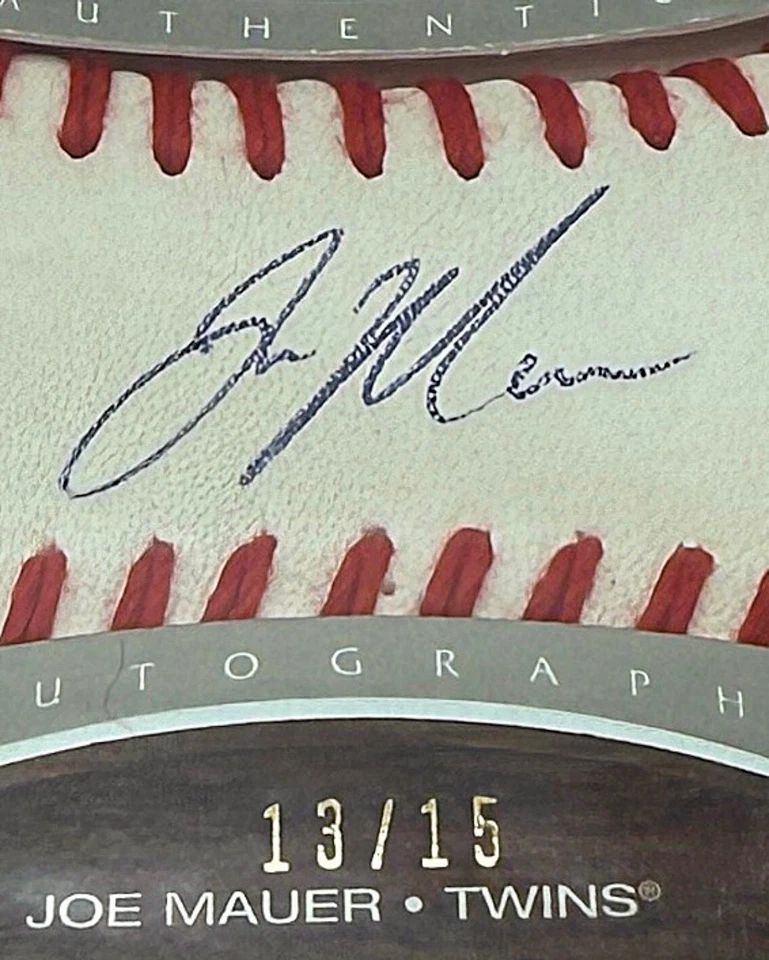 Sweet Spot Joe Mauer 2006 automático/15 puntada roja tinta azul gemelos patio SSP Foto 4 de 4