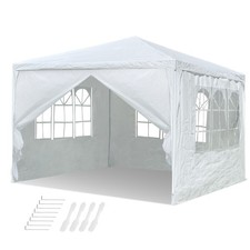 10'x10' Gazebo Party Wedding Tent Outdoor Patio BBQ Canopy Removable Wall White