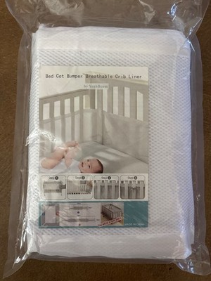 NEW Breathable Baby Mesh Crib Liner Bumper - Classic White - Free Shipping