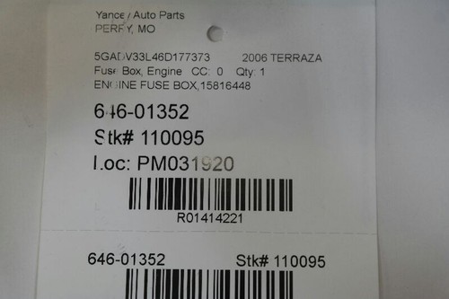 05 06 07 08 09 PONTIAC MONTANA ENGINE FUSE RELAY BOX - Picture 8 of 12