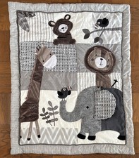 Lambs  Ivy Coverlet Black White Gray Brown Animals Approx 35 X 44 Inches 8/2018