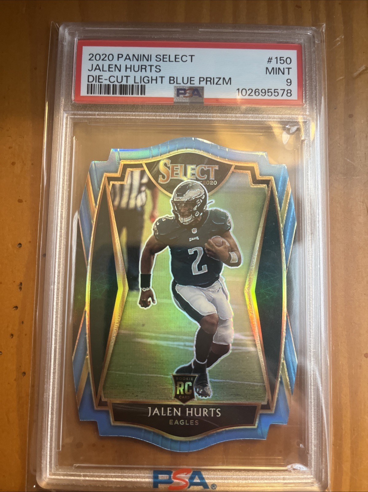 2020 Panini Select - Premier Level Jalen Hurts #150 Light Blue Prizm Die-Cut rc