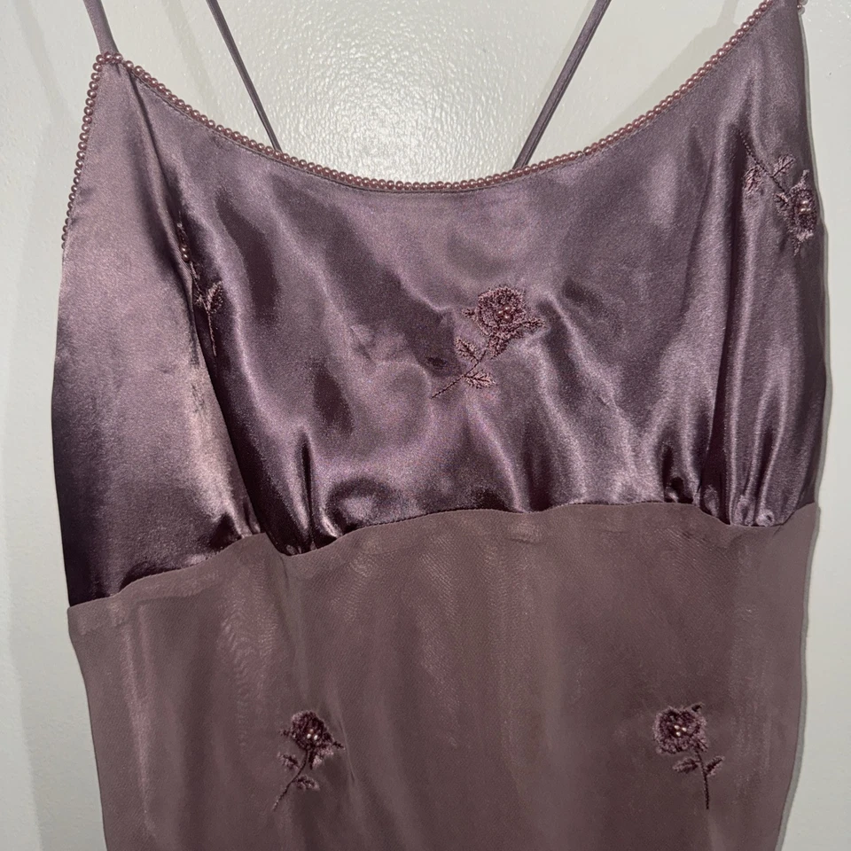 Vestido De Colección Valerie Steven’s Talla S Malva Púrpura Y2K Floral Gasa Cuentas Años 90 Foto 2 de 4