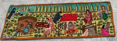 Vintage French Village View Pictorial Tapestry Home Decor 2x6ft
