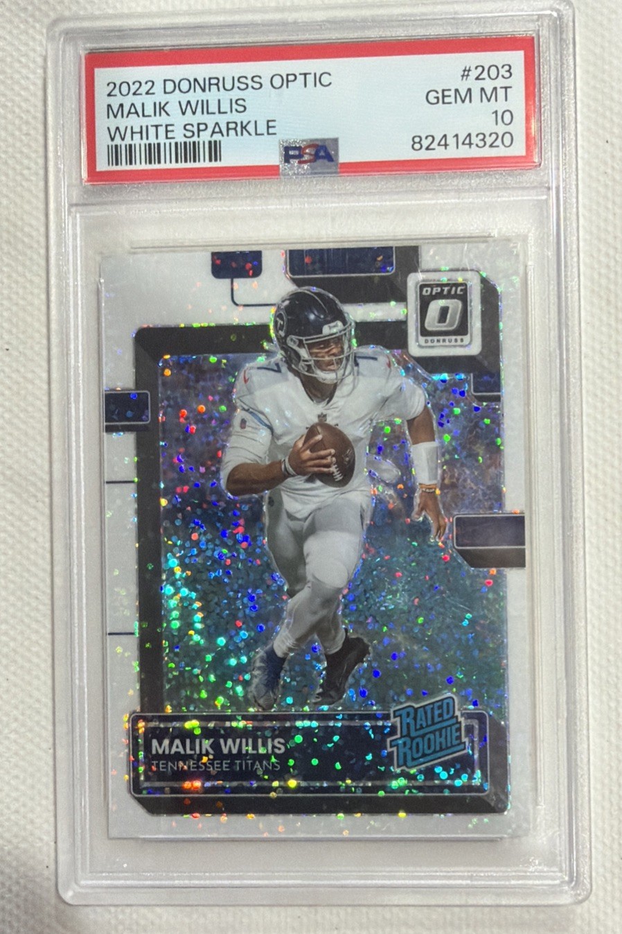 2022 Donruss Optic White Sparkle Prizm #203 Malik Willis RC Rookie PSA 10