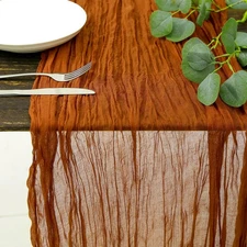 2 Pieces Burnt Orange Table Runners 10FT Fall Cheese Cloth Table Runner for T...