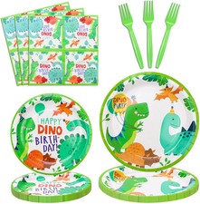 160 Pack Dinosaur Birthday Party Supplies Set Dinosaur Themed Tableware Set Dino