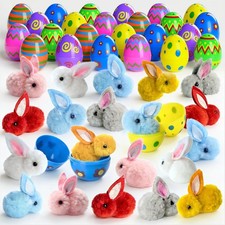 24 PCS Prefilled Easter Eggs with Cute Bunny Plush Toys Inside, Easter Basket...