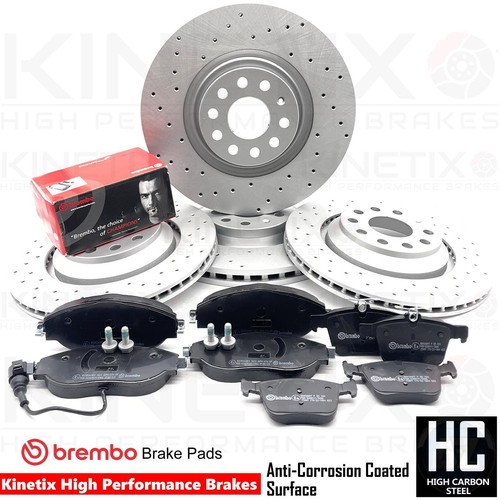 DRILLED FRONT & REAR BRAKE DISCS BREMBO PADS FOR VW GOLF R MK7 340MM