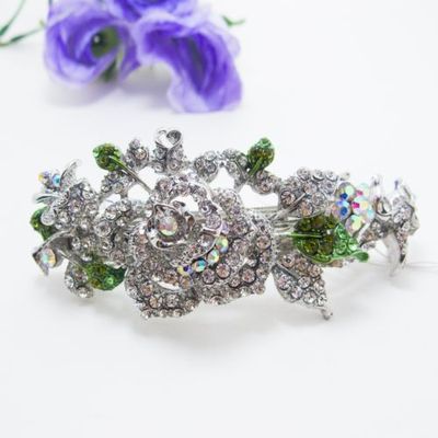 scünci Elite Rhinestone Embellished Flower Hair Barrettes - 2pcs: For All Hair Types, Metal Material