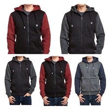 Men's Zip Up Hoodie Casual Jacket Fashion Sweatshirt 2Tone Long Sleeve S-2XL