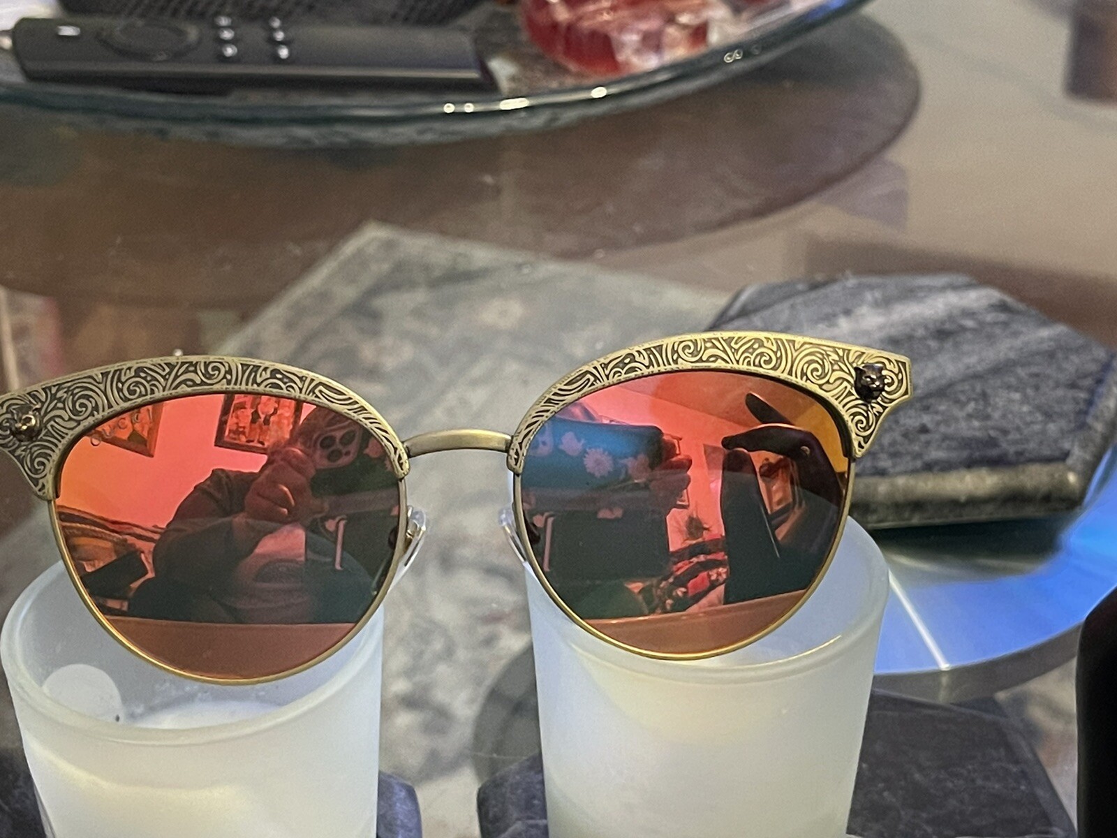 GUCCI  Orange Cat Eyes  Rectangular Sunglasses As… - image 1