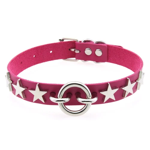 O-Ring Stern Goth Punk PU Leder Choker Halsband Halskette Neckchain Mädchen Party - Bild 22 von 37