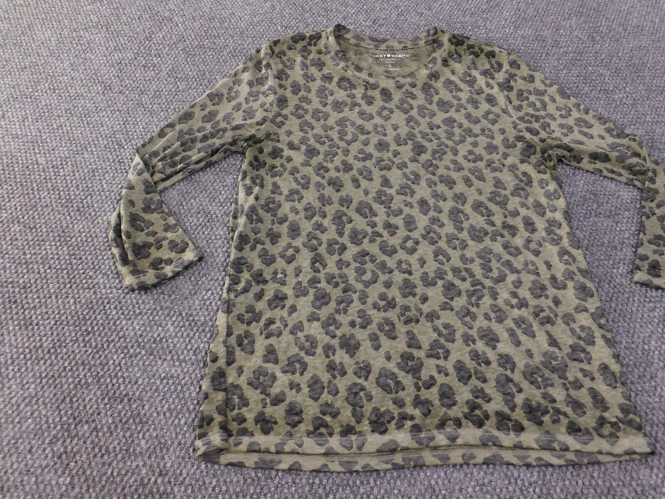 Lucky Brand верхний большой животных печати зеленый Crewneck пуловер геометрический легкий вес - Изображение 3 из 4