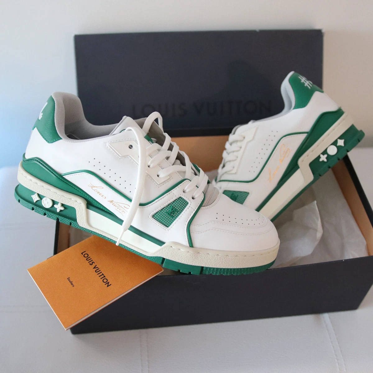 LOUIS VUITTON LV VIRGIL ABLOH 408 TRAINER SNEAKERS SHOES GREEN LV Sz 6 / US  7.5