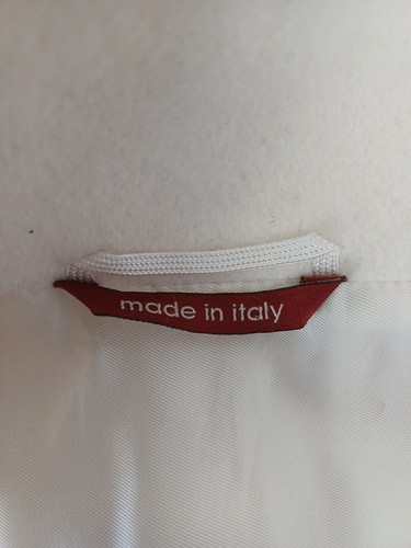 Max Mara Studio Cream Double Breasted Funnel Neck Coat Size 10 - Picture 5 of 9