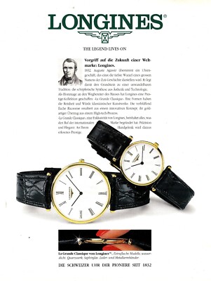 3w21454/ Alte Reklame aus 1994   LONGINES die Schweizer Uhr der Pioniere