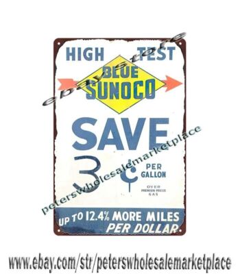 High Test Blue Sunoco metal tin sign bedroom office design ideas