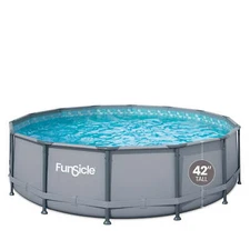 14 Ft Oasis round above Ground Metal Frame Swimming Pool, Includes Skimmerplus P