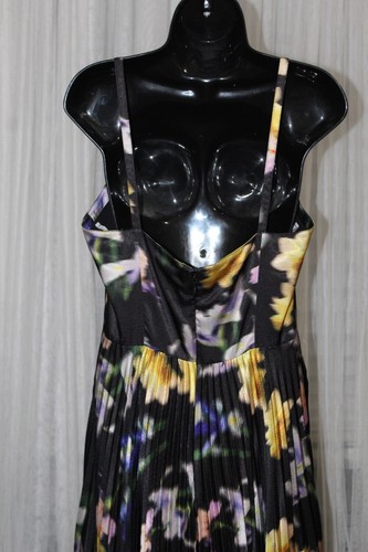 ML Monique Lhuillier Ella Floral Satin Midi Pleated Dress. Sz. 14 - Picture 9 of 13