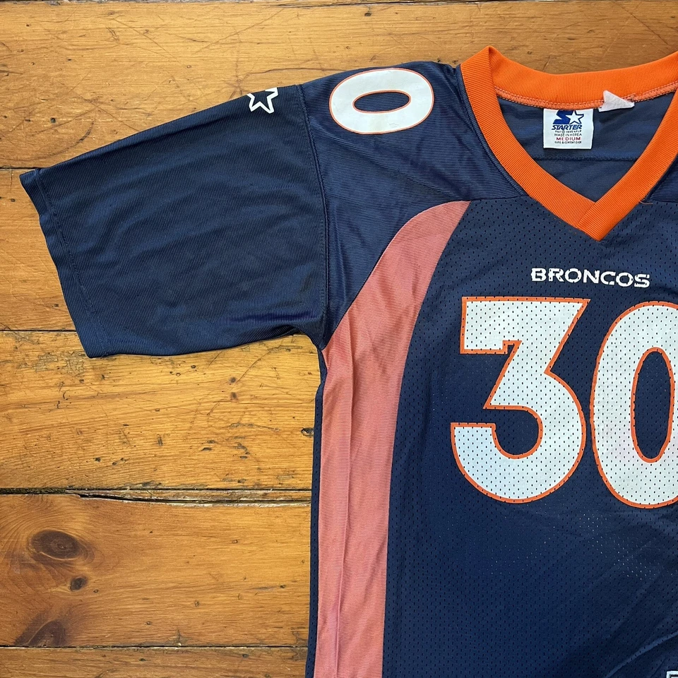 Camiseta deportiva vintage Starter Terrell Davis #30 Denver Broncos juvenil mediana azul naranja Foto 3 de 4