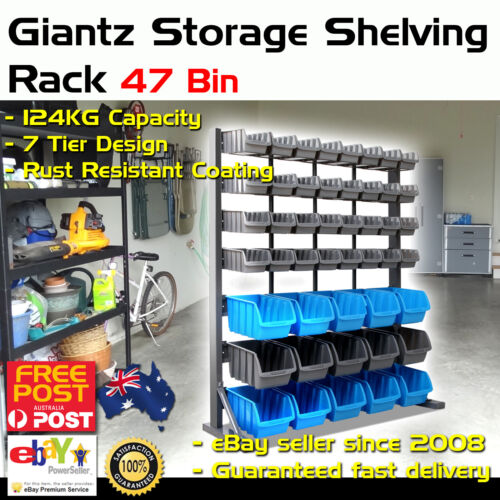 47 Storage Bin Wall Rack Organiser Garage Workshop Ultra-Durable Rust Resistant - Picture 1 of 7
