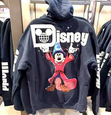 2025 Walt Disney World Sorcerer Mickey Navy Zip Hoodie Sweatshirt